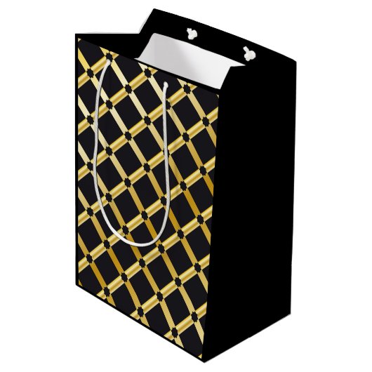 Zwart & Goud Arabesque Gift Bag Medium Cadeauzakje (Achterkant Gekanteld)