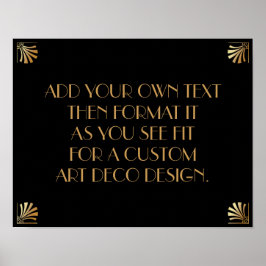 Zwart Goud Art Deco Aangepast Doe-Het-Zelf Bruilof Poster