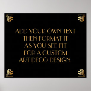 Zwart Goud Art Deco Aangepast Doe-Het-Zelf Bruilof Poster