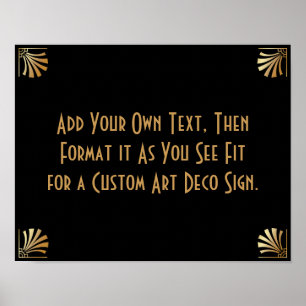 Zwart Goud Art Deco Aangepast Doe-Het-Zelf Bruilof Poster