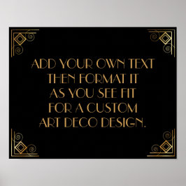 Zwart Goud Art Deco Aangepast Doe-Het-Zelf Bruilof Poster