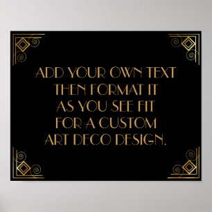 Zwart Goud Art Deco Aangepast Doe-Het-Zelf Bruilof Poster