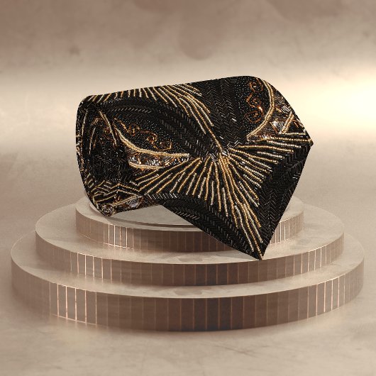 Zwart & Goud Art Deco Bead: Nieuwjaar / 1920s fees Stropdas