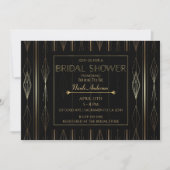 Zwart & Goud Art Deco Bruidsdouche Kaart (Voorkant)
