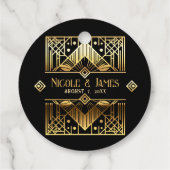 Zwart & Goud Art Deco Bruiloft Bedankjes Labels (Achterkant)