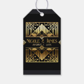 Zwart & Goud Art Deco Bruiloft Cadeaulabel (Voorkant)