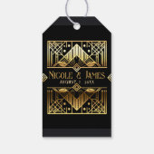 Zwart & Goud Art Deco Bruiloft Cadeaulabel (Achterkant)