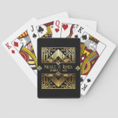Zwart & Goud Art Deco Bruiloft Dank u Pokerkaarten (Achterkant)