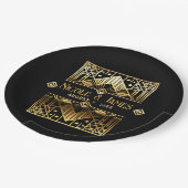 Zwart & Goud Art Deco Bruiloft Papieren Bordje (Gekanteld)