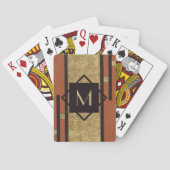 Zwart & Goud Art Deco Custom Monogram Pokerkaarten (Achterkant)