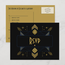 Zwart & Goud Art Deco Elegante Gatsby-stijl uit de Briefkaart