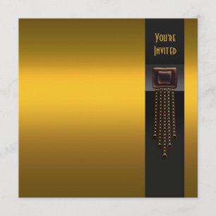 Zwart Goud Art Deco Feest Uitnodiging Template
