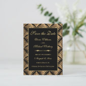 Zwart Goud Art Deco Gatsby Save The Date Briefkaart (Staand voorkant)