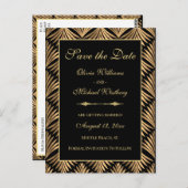Zwart Goud Art Deco Gatsby Save The Date Briefkaart (Voorkant / Achterkant)