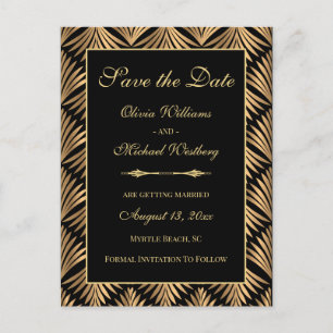  Zwart Goud Art Deco Gatsby Save The Date Briefkaart