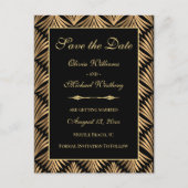 Zwart Goud Art Deco Gatsby Save The Date Briefkaart (Voorkant)