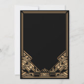 Zwart Goud Art Deco Gatsby Stijl Bruiloft Uitnodig Kaart (Achterkant)