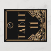 Zwart Goud Art Deco Gatsby Stijl Tabel Nummer 11 Briefkaart (Achterkant)