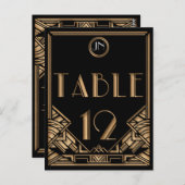 Zwart Goud Art Deco Gatsby Stijl Tabel Nummer 12 Briefkaart (Voorkant / Achterkant)