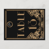 Zwart Goud Art Deco Gatsby Stijl Tabel Nummer 13 Briefkaart (Achterkant)