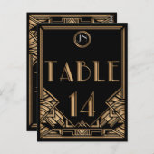 Zwart Goud Art Deco Gatsby Stijl Tabel Nummer 14 Briefkaart (Voorkant / Achterkant)