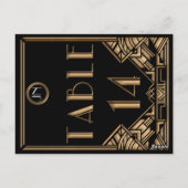 Zwart Goud Art Deco Gatsby Stijl Tabel Nummer 14 Briefkaart (Achterkant)