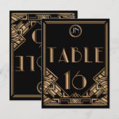 Zwart Goud Art Deco Gatsby Stijl Tabel Nummer 16 Briefkaart (Voorkant / Achterkant)