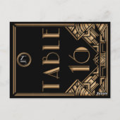 Zwart Goud Art Deco Gatsby Stijl Tabel Nummer 16 Briefkaart (Achterkant)