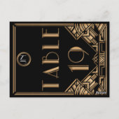 Zwart Goud Art Deco Gatsby Stijl Tabel Nummer 19 Briefkaart (Achterkant)
