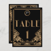Zwart Goud Art Deco Gatsby Stijl Tabel Nummer 1 Briefkaart (Voorkant / Achterkant)