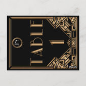 Zwart Goud Art Deco Gatsby Stijl Tabel Nummer 1 Briefkaart (Achterkant)