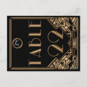Zwart Goud Art Deco Gatsby Stijl Tabel Nummer 22 Briefkaart (Achterkant)