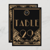 Zwart Goud Art Deco Gatsby Stijl Tabel Nummer 29 Briefkaart (Voorkant / Achterkant)