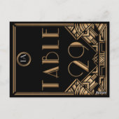 Zwart Goud Art Deco Gatsby Stijl Tabel Nummer 29 Briefkaart (Achterkant)