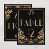 Zwart Goud Art Deco Gatsby Stijl Tabel Nummer 2 Briefkaart (Voorkant / Achterkant)