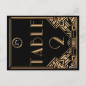 Zwart Goud Art Deco Gatsby Stijl Tabel Nummer 2 Briefkaart (Achterkant)
