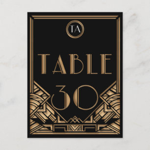 Zwart Goud Art Deco Gatsby Stijl Tabel Nummer 30 Briefkaart