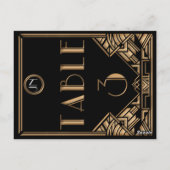 Zwart Goud Art Deco Gatsby Stijl Tabel Nummer 3 Briefkaart (Achterkant)