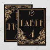 Zwart Goud Art Deco Gatsby Stijl Tabel Nummer 4 Briefkaart (Voorkant / Achterkant)