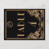 Zwart Goud Art Deco Gatsby Stijl Tabel Nummer 4 Briefkaart (Achterkant)