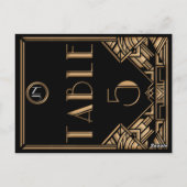 Zwart Goud Art Deco Gatsby Stijl Tabel Nummer 5 Briefkaart (Achterkant)