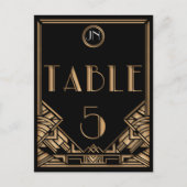 Zwart Goud Art Deco Gatsby Stijl Tabel Nummer 5 Briefkaart (Voorkant)