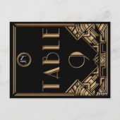 Zwart Goud Art Deco Gatsby Stijl Tabel Nummer 9 Briefkaart (Achterkant)