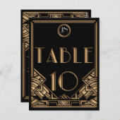 Zwart Goud Art Deco Gatsby Stijl Tafel Nummer 10 Briefkaart (Voorkant / Achterkant)