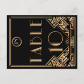 Zwart Goud Art Deco Gatsby Stijl Tafel Nummer 10 Briefkaart (Achterkant)