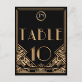 Zwart Goud Art Deco Gatsby Stijl Tafel Nummer 10 Briefkaart (Voorkant)