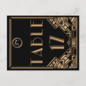 Zwart Goud Art Deco Gatsby Stijl Tafel Nummer 17 Briefkaart (Achterkant)