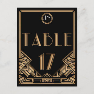 Zwart Goud Art Deco Gatsby Stijl Tafel Nummer 17 Briefkaart