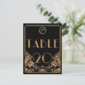Zwart Goud Art Deco Gatsby Stijl Tafel Nummer 20 Briefkaart (Staand voorkant)