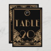 Zwart Goud Art Deco Gatsby Stijl Tafel Nummer 20 Briefkaart (Voorkant / Achterkant)